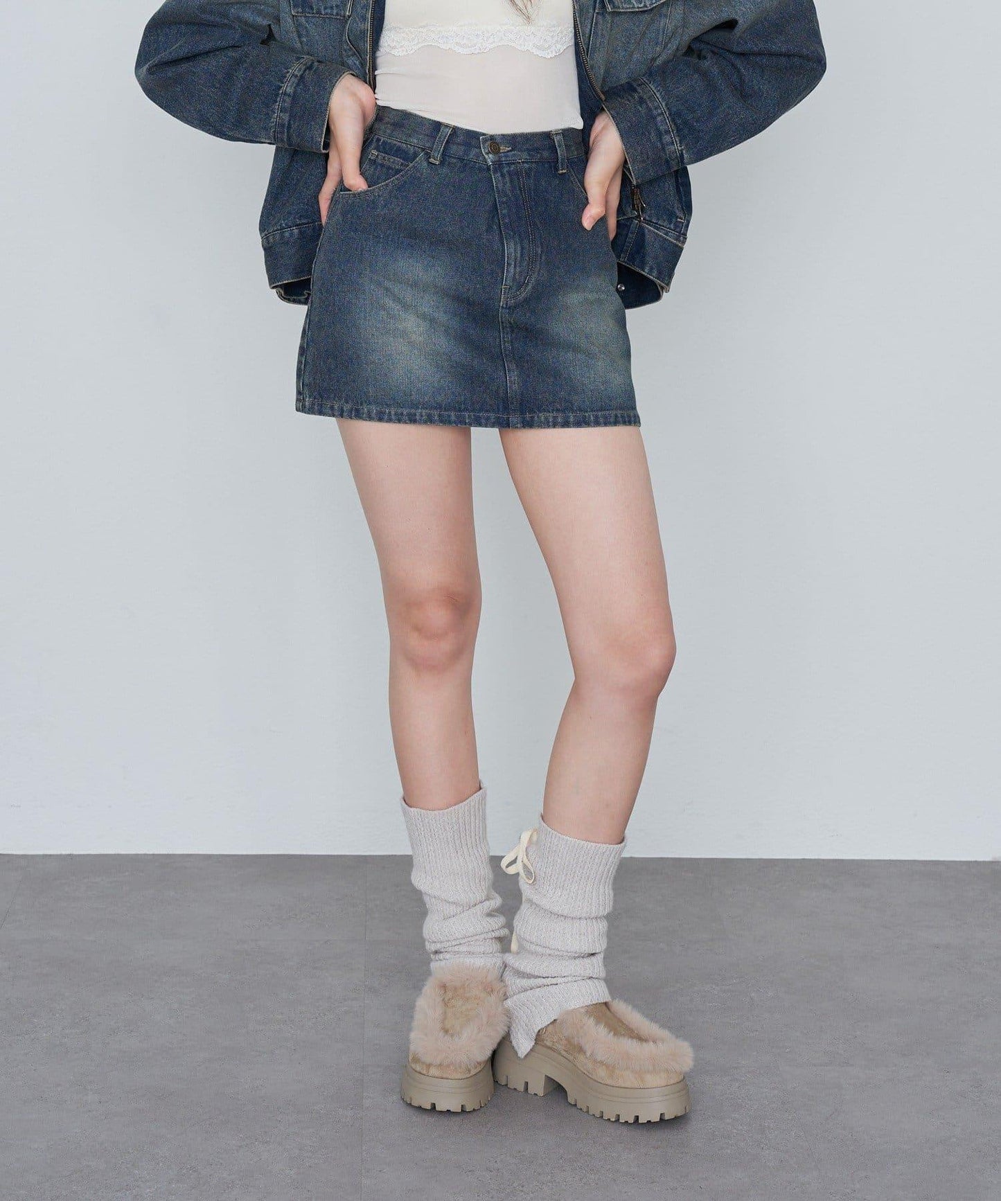 水洗牛仔迷你裙