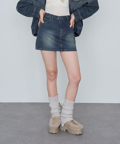水洗牛仔迷你裙