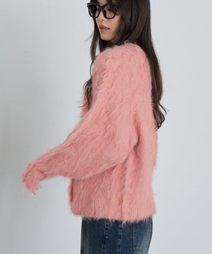 【RAY CASSIN】長毛V領寬鬆開衫