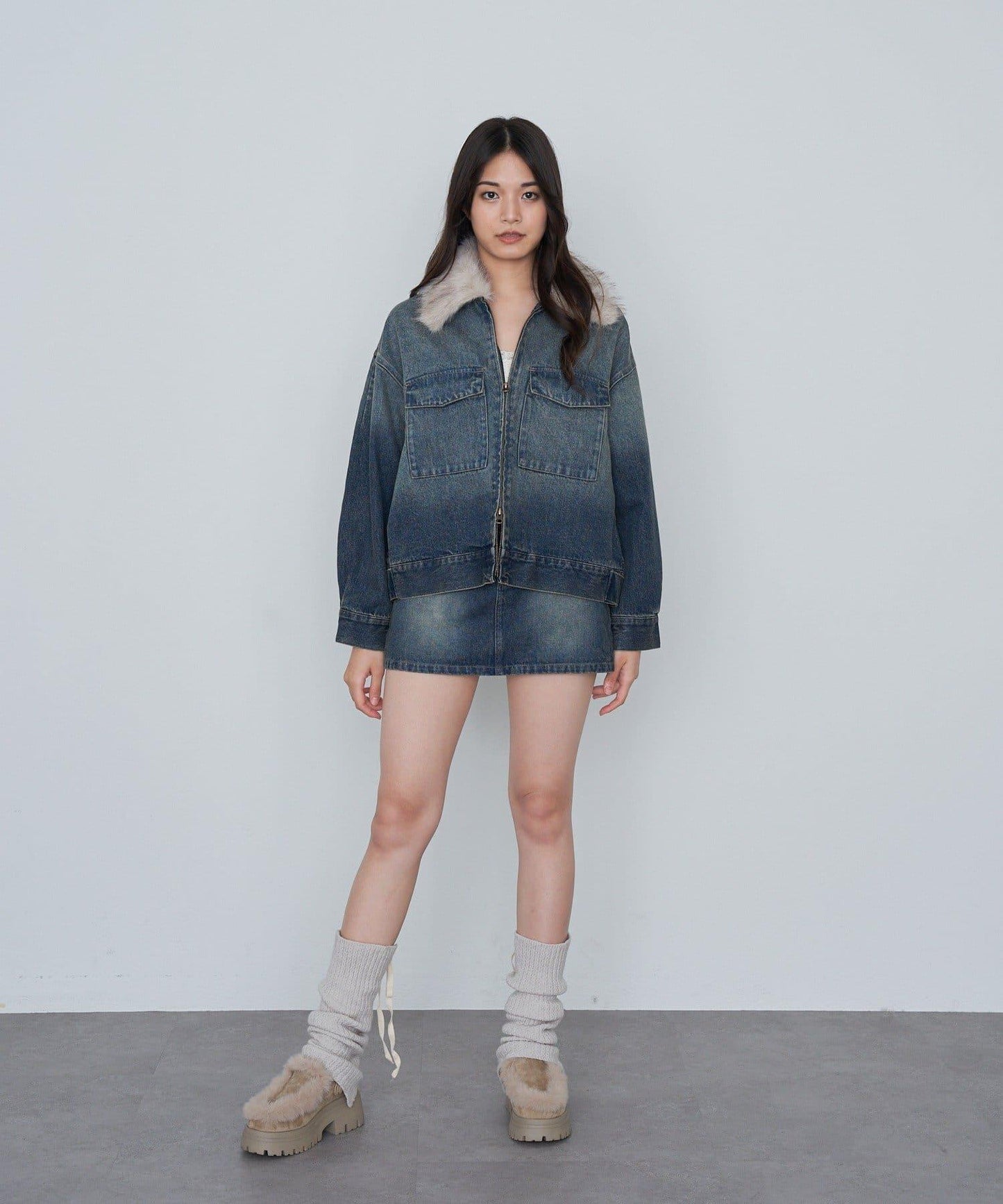 水洗牛仔迷你裙