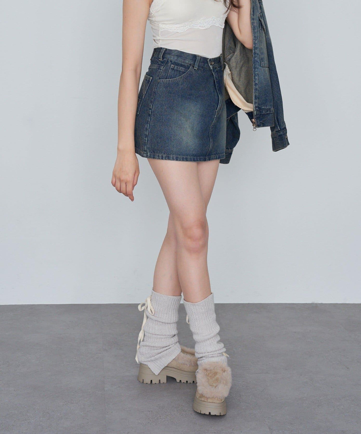 水洗牛仔迷你裙