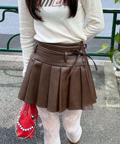 【Ciaopanic】皮革百褶包裹式迷你裙
