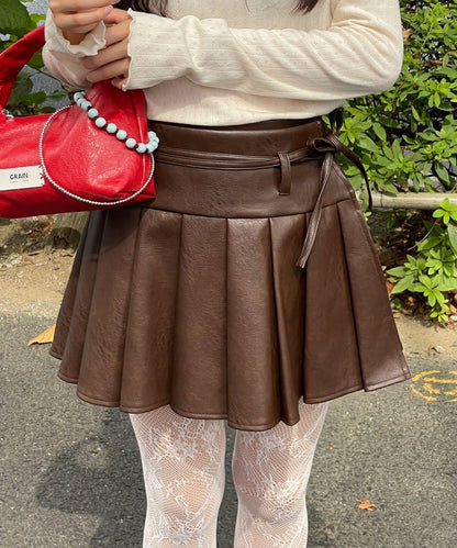【Ciaopanic】皮革百褶包裹式迷你裙