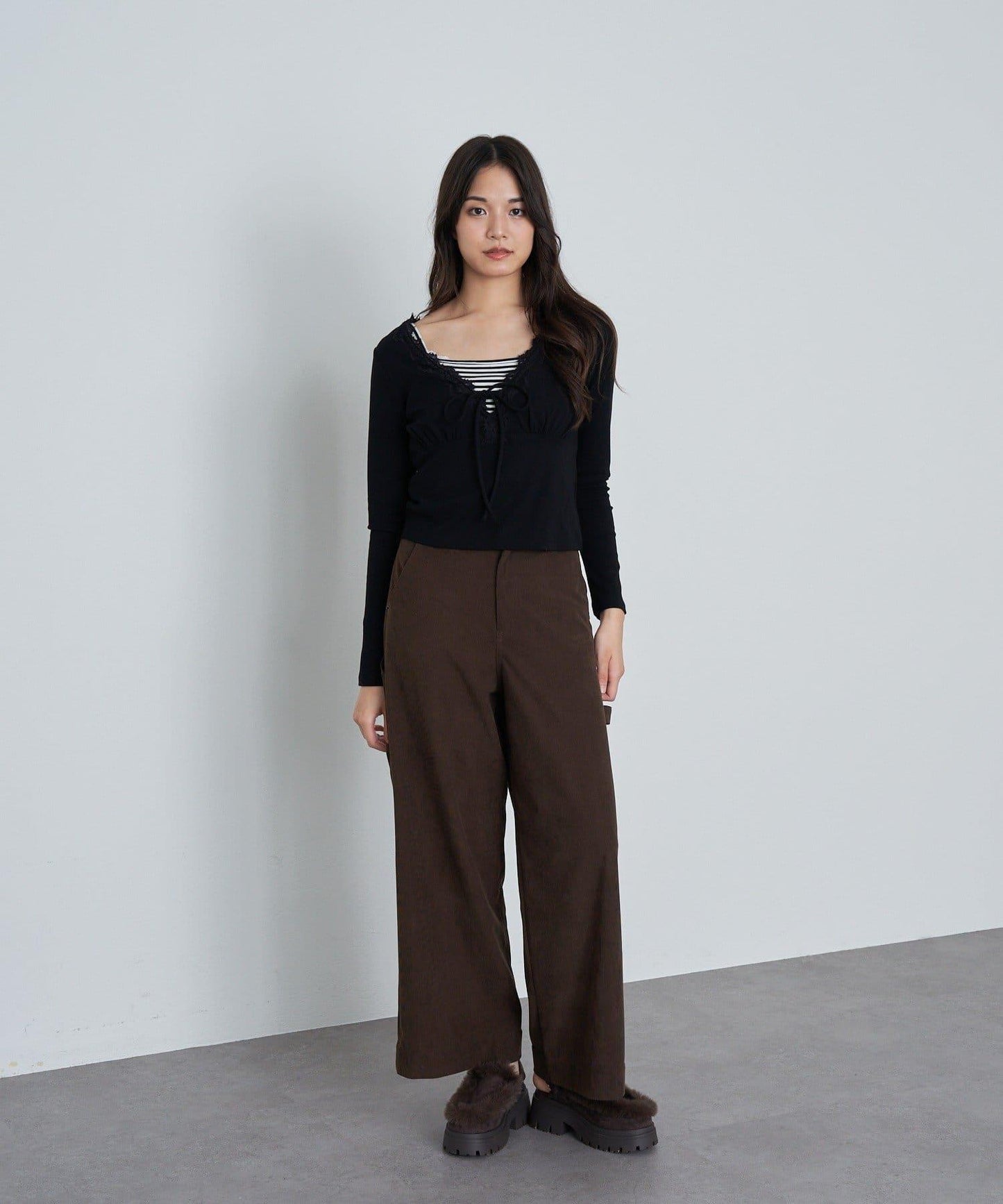 蕾絲拼接長袖T恤