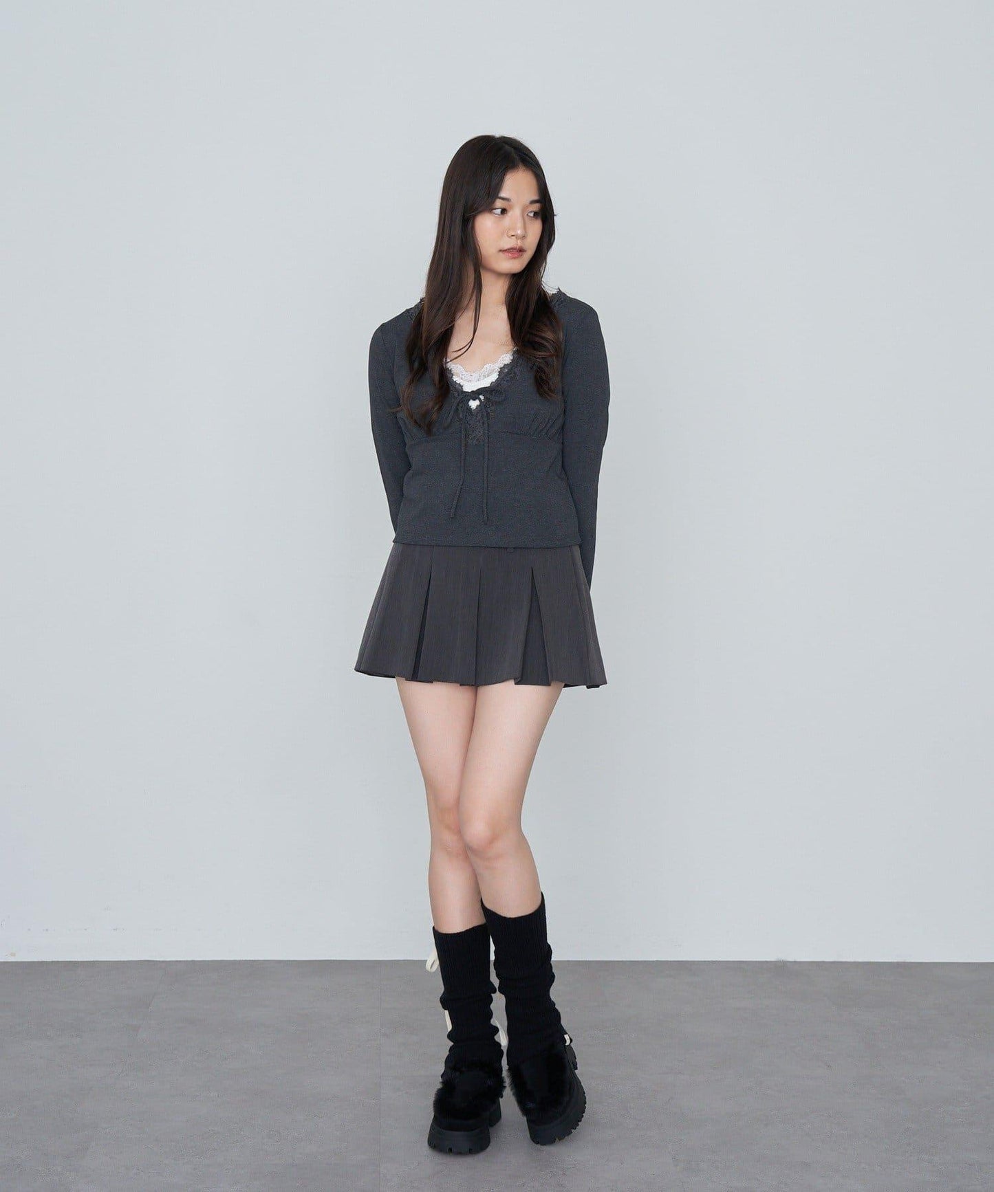 蕾絲拼接長袖T恤