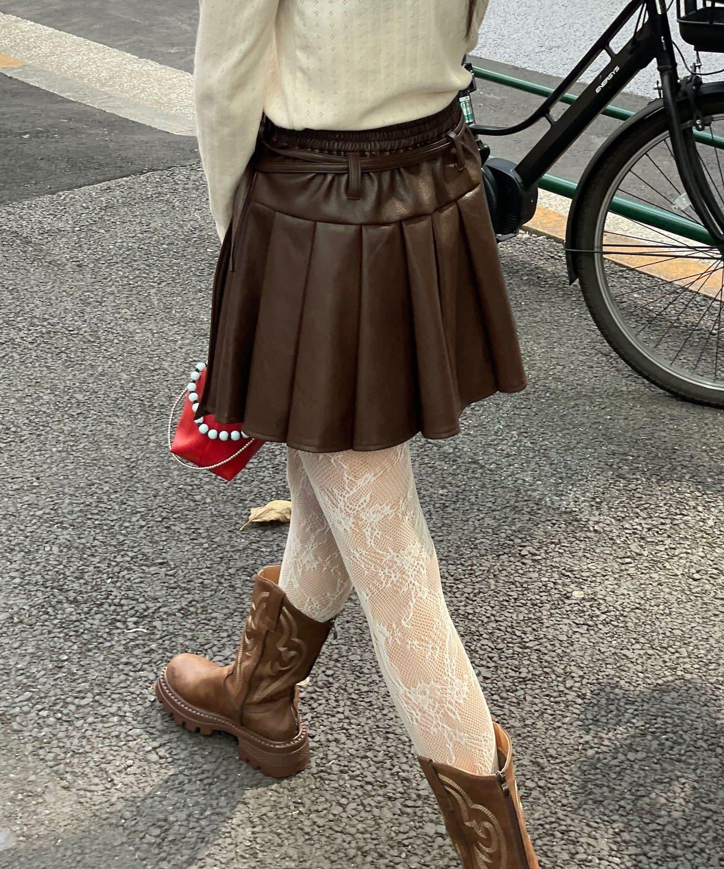 【Ciaopanic】皮革百褶包裹式迷你裙