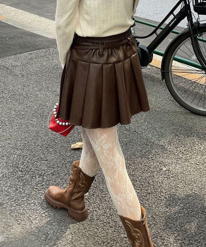 【Ciaopanic】皮革百褶包裹式迷你裙