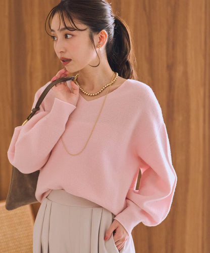 100%羊毛高縮絨V領針織衫