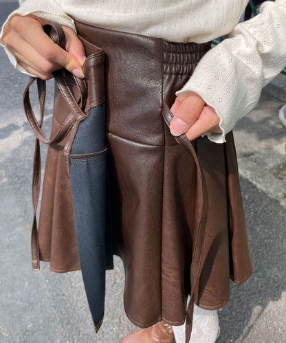 【Ciaopanic】皮革百褶包裹式迷你裙