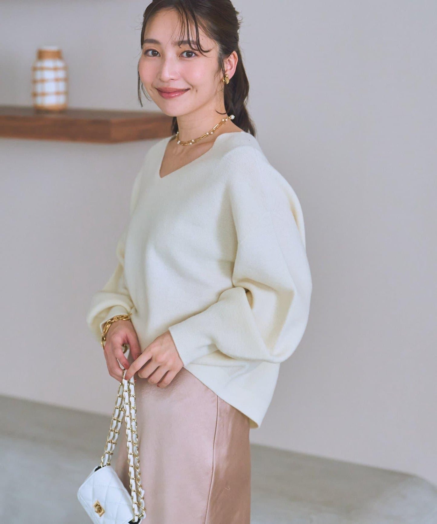 100%羊毛高縮絨V領針織衫