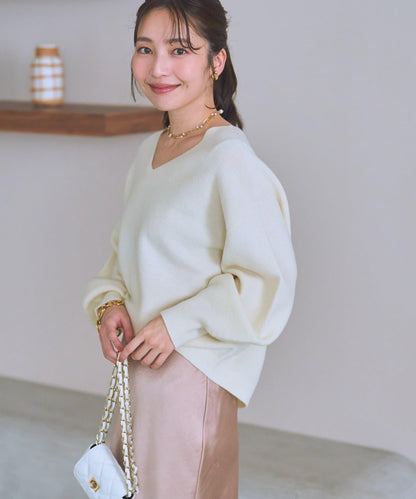 100%羊毛高縮絨V領針織衫