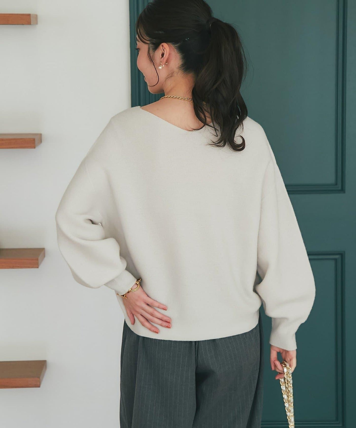 100%羊毛高縮絨V領針織衫