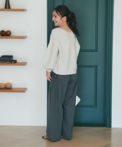 100%羊毛高縮絨V領針織衫