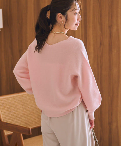 100%羊毛高縮絨V領針織衫