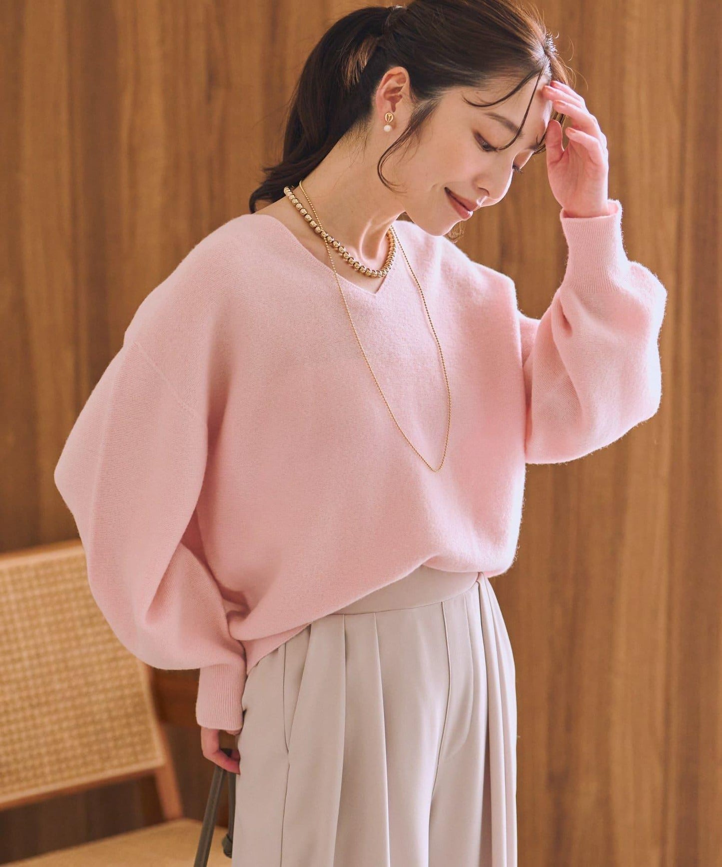 100%羊毛高縮絨V領針織衫