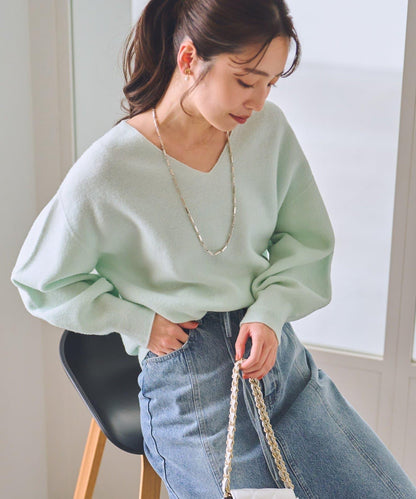 100%羊毛高縮絨V領針織衫