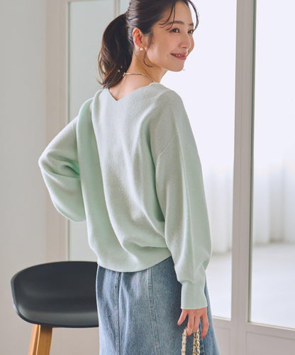 100%羊毛高縮絨V領針織衫