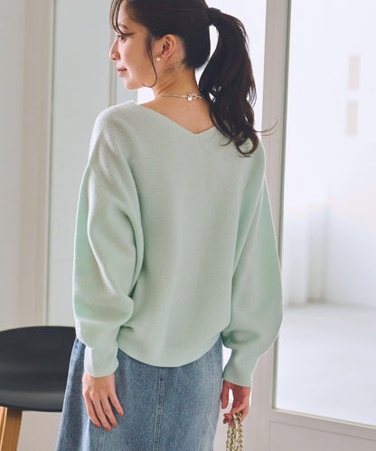 100%羊毛高縮絨V領針織衫