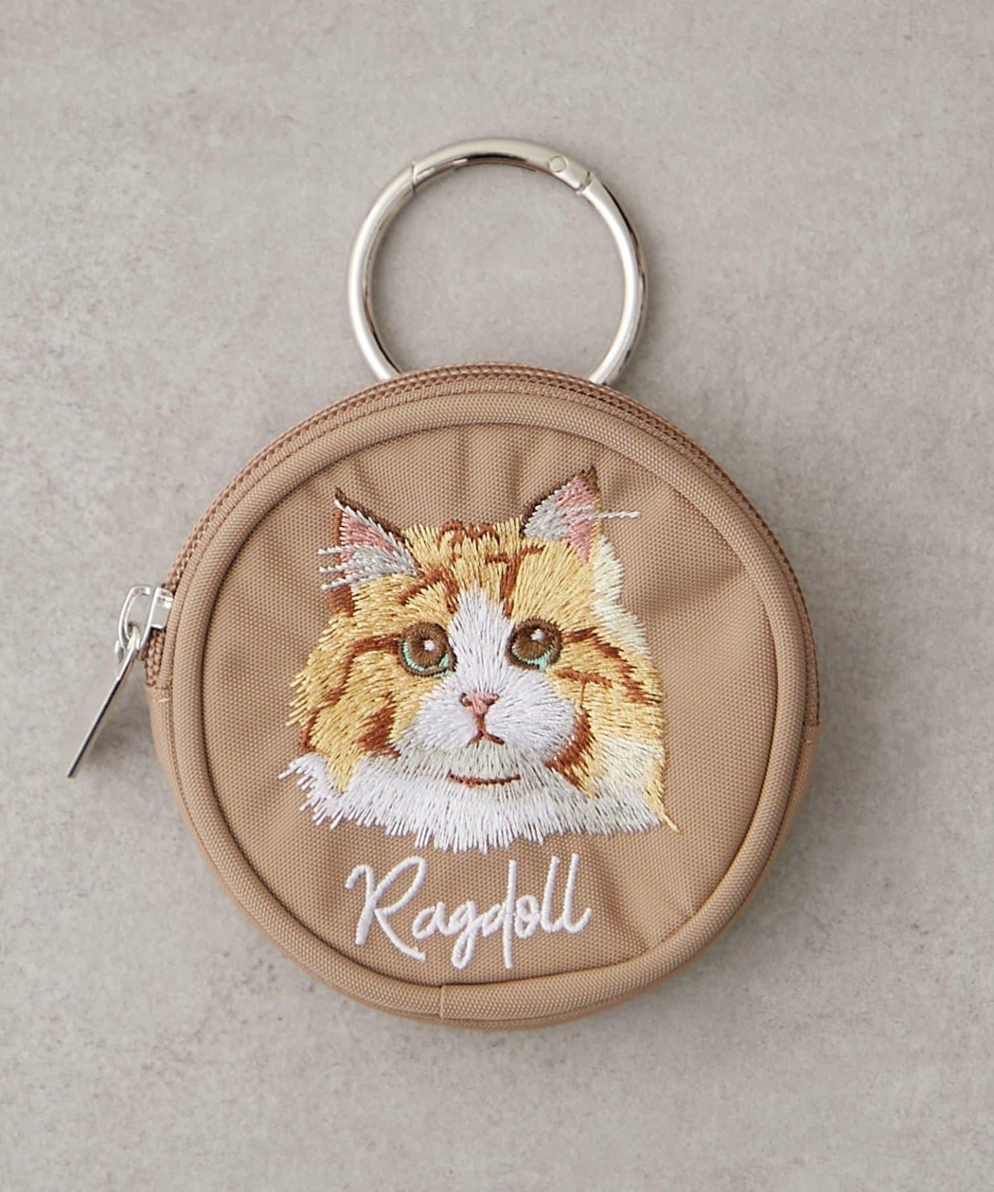 動物刺繡圓形收納包