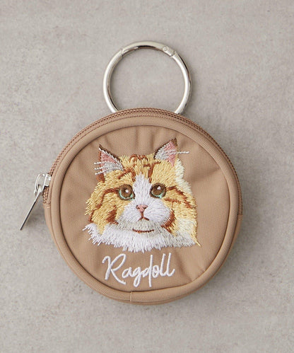 動物刺繡圓形收納包