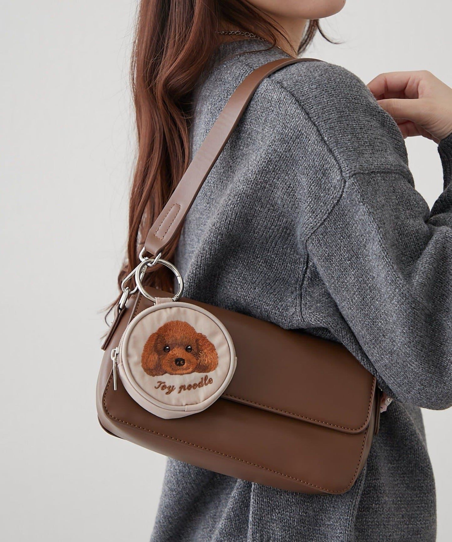 動物刺繡圓形收納包