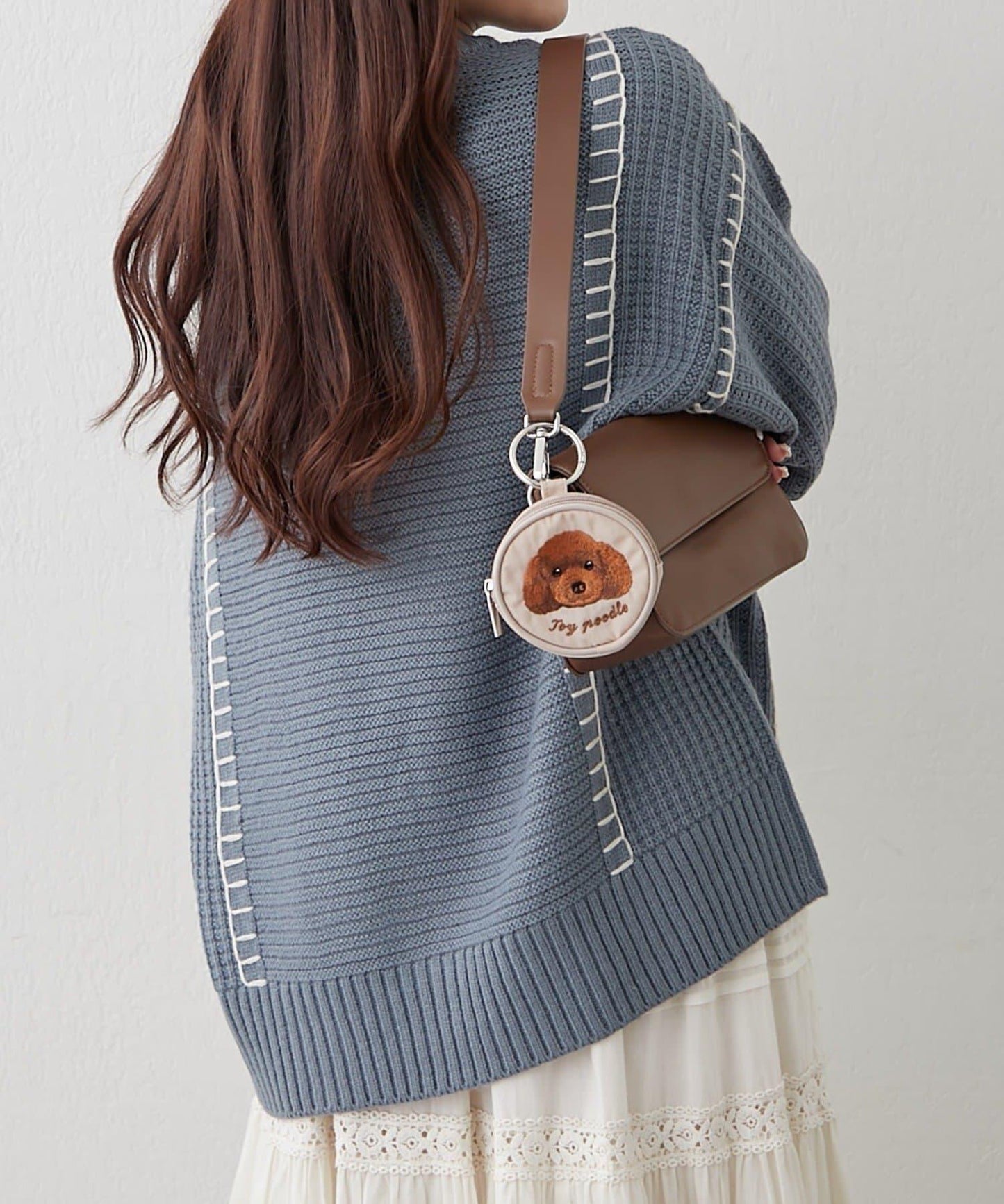 動物刺繡圓形收納包