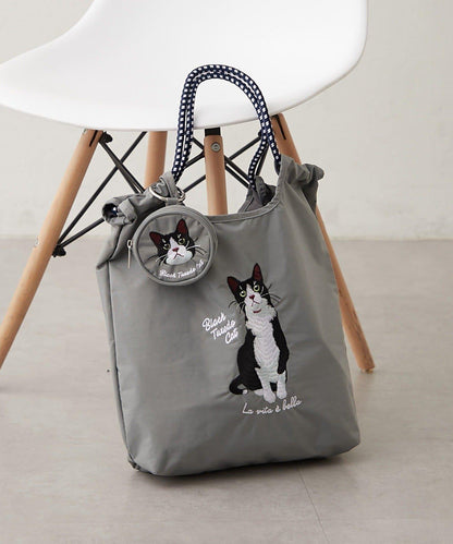 動物刺繡圓形收納包