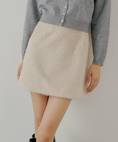 【Chico】仿毛皮迷你裙