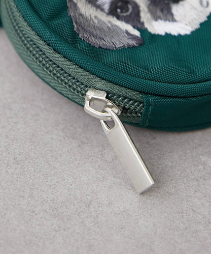 動物刺繡圓形收納包