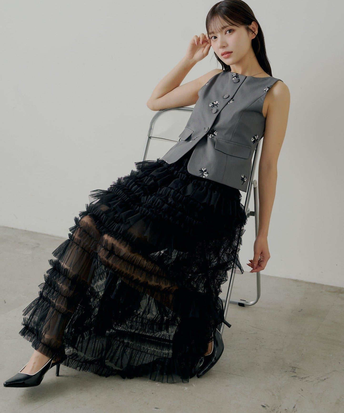 【SALON by Chico】蓬鬆網紗半身裙