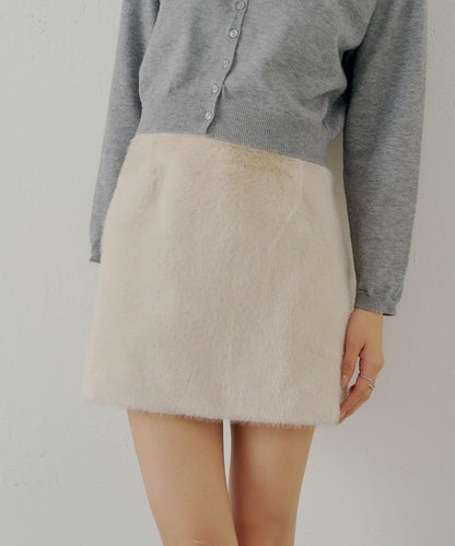 【Chico】仿毛皮迷你裙