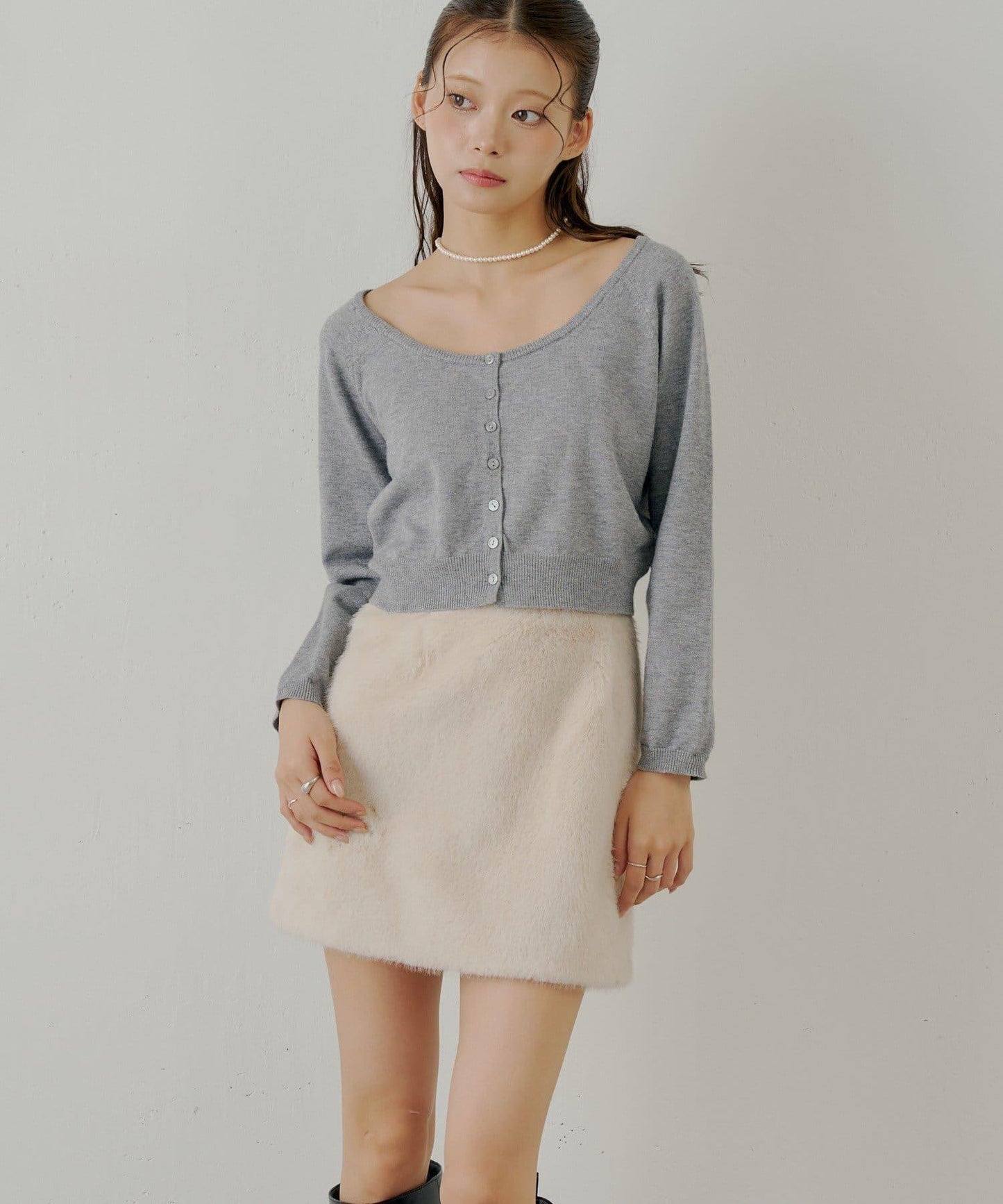 【Chico】仿毛皮迷你裙