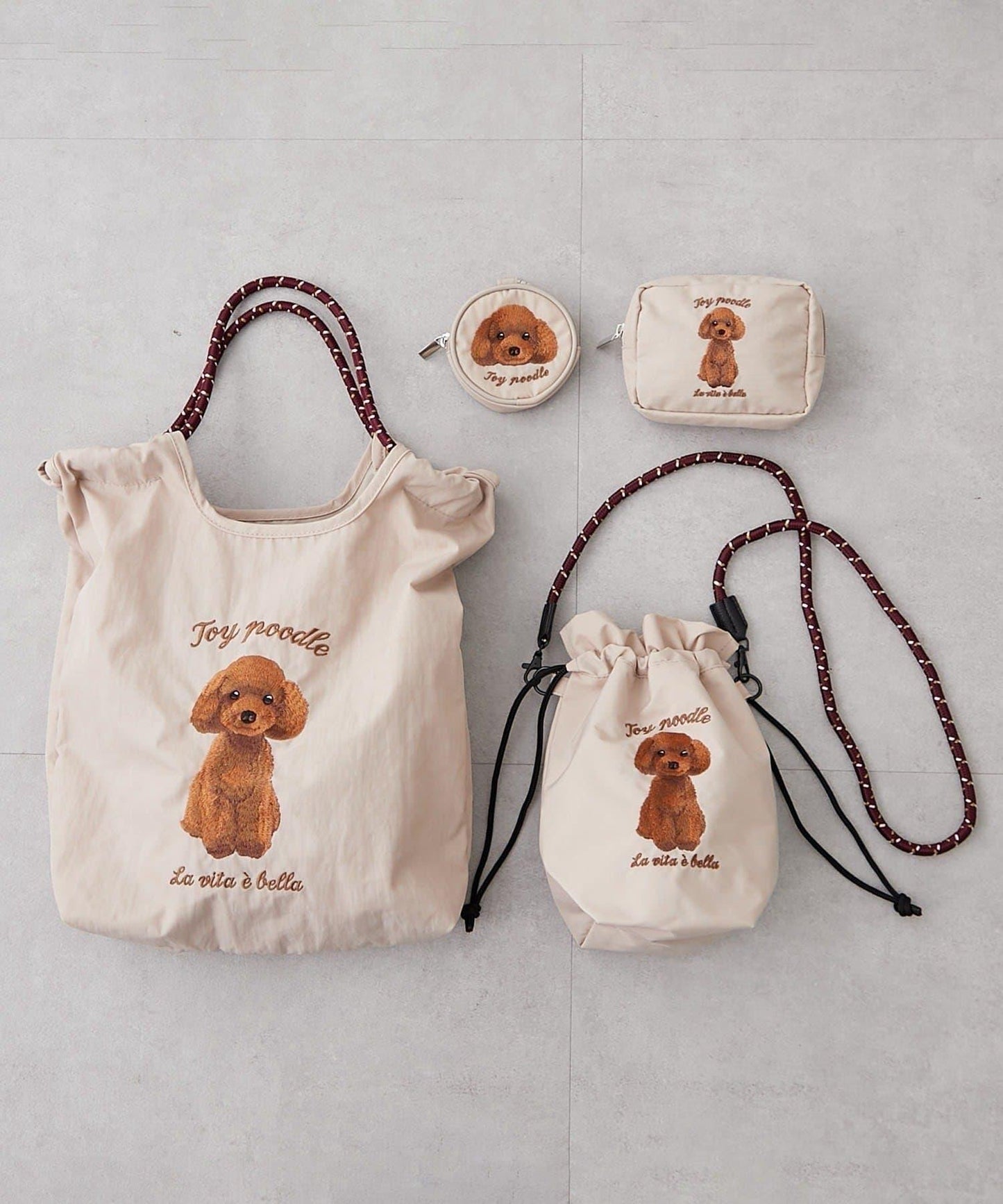 動物刺繡圓形收納包