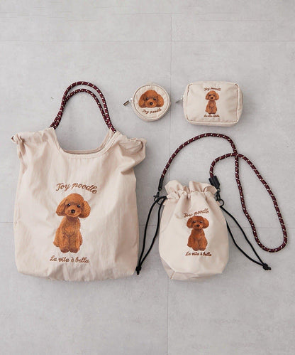 動物刺繡圓形收納包