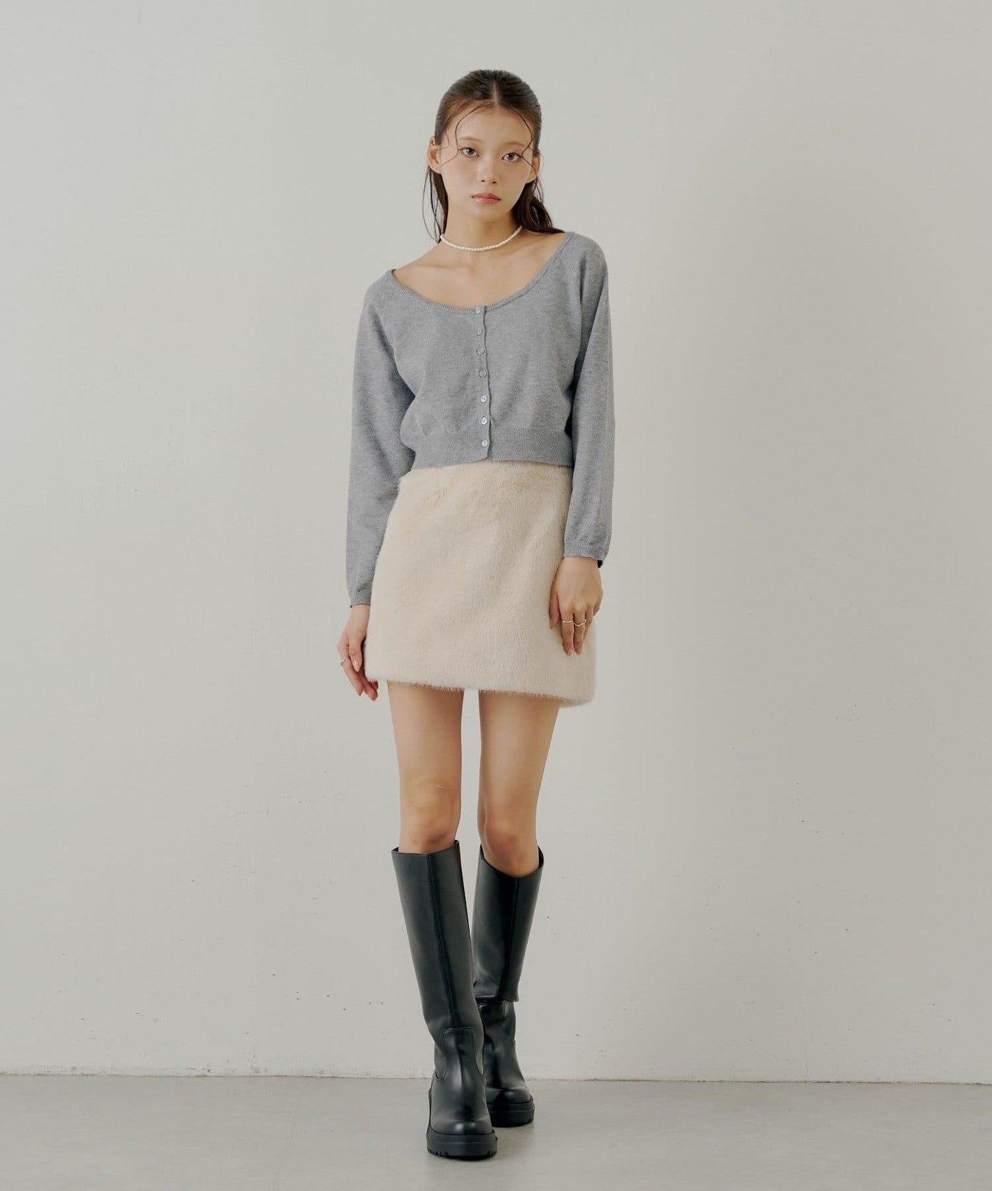 【Chico】仿毛皮迷你裙