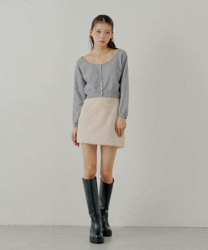 【Chico】仿毛皮迷你裙