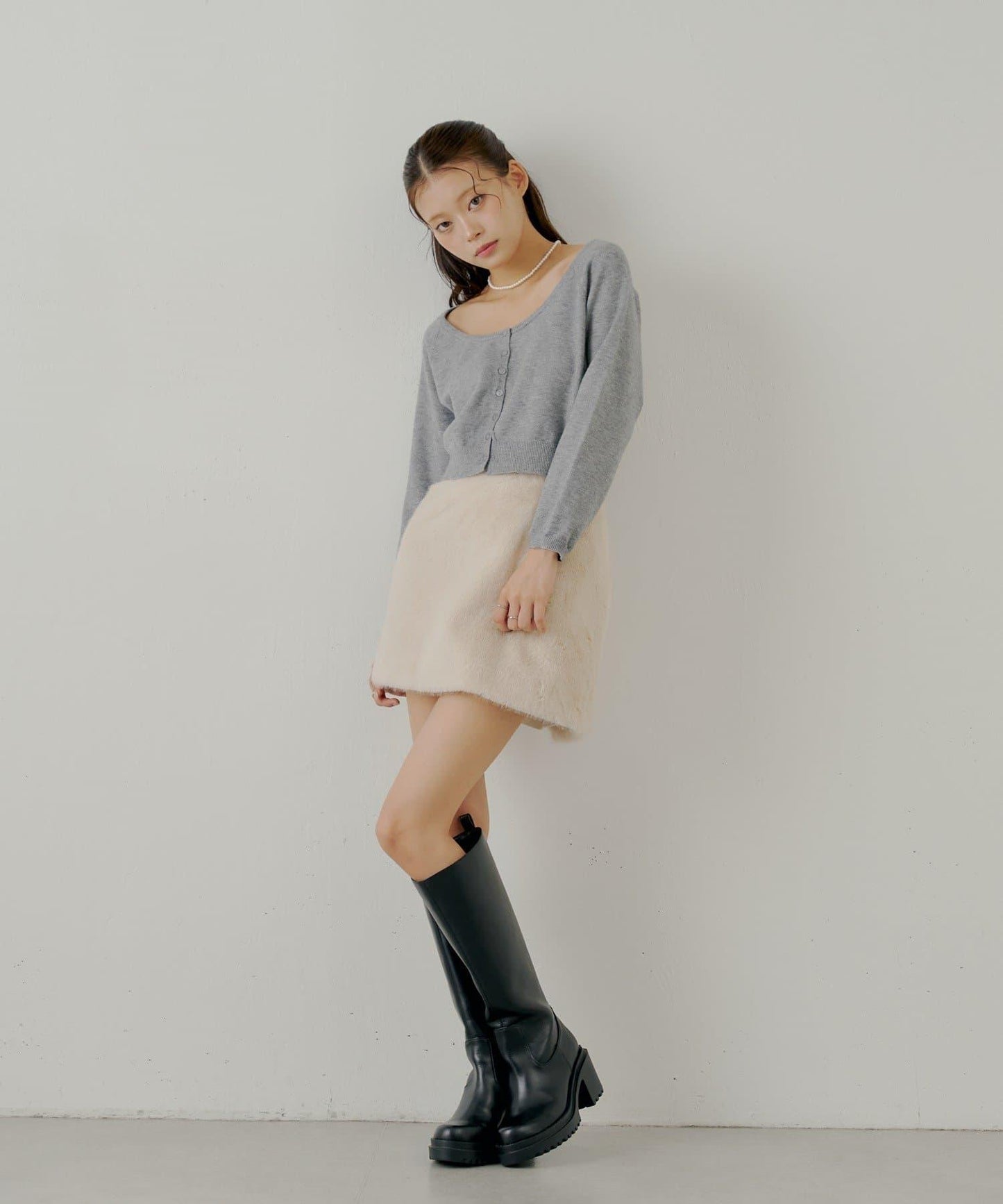 【Chico】仿毛皮迷你裙