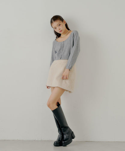 【Chico】仿毛皮迷你裙