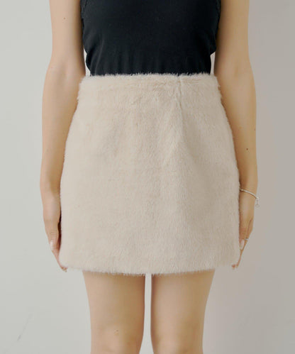 【Chico】仿毛皮迷你裙