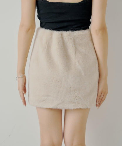 【Chico】仿毛皮迷你裙