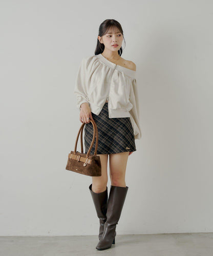 【Chico】2WAY一字肩雙拉鍊衛衣