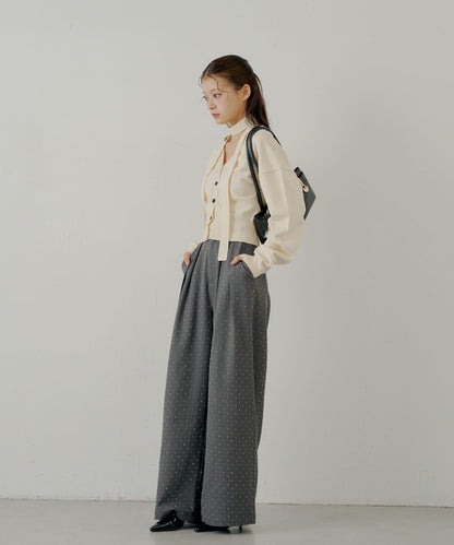 【Chico】帶領帶V領修身針織衫