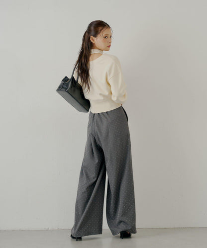 【Chico】帶領帶V領修身針織衫