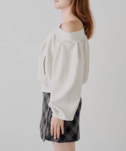 【Chico】2WAY一字肩雙拉鍊衛衣