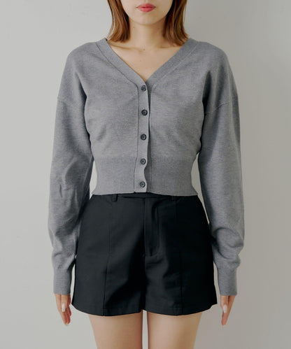 【Chico】帶領帶V領修身針織衫