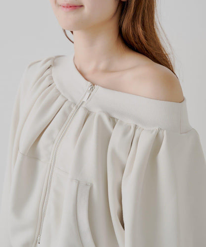 【Chico】2WAY一字肩雙拉鍊衛衣