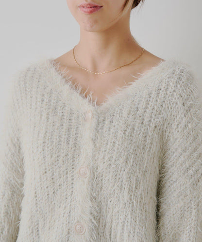 【Chico】袖部蝴蝶結寬鬆羅紋開衫