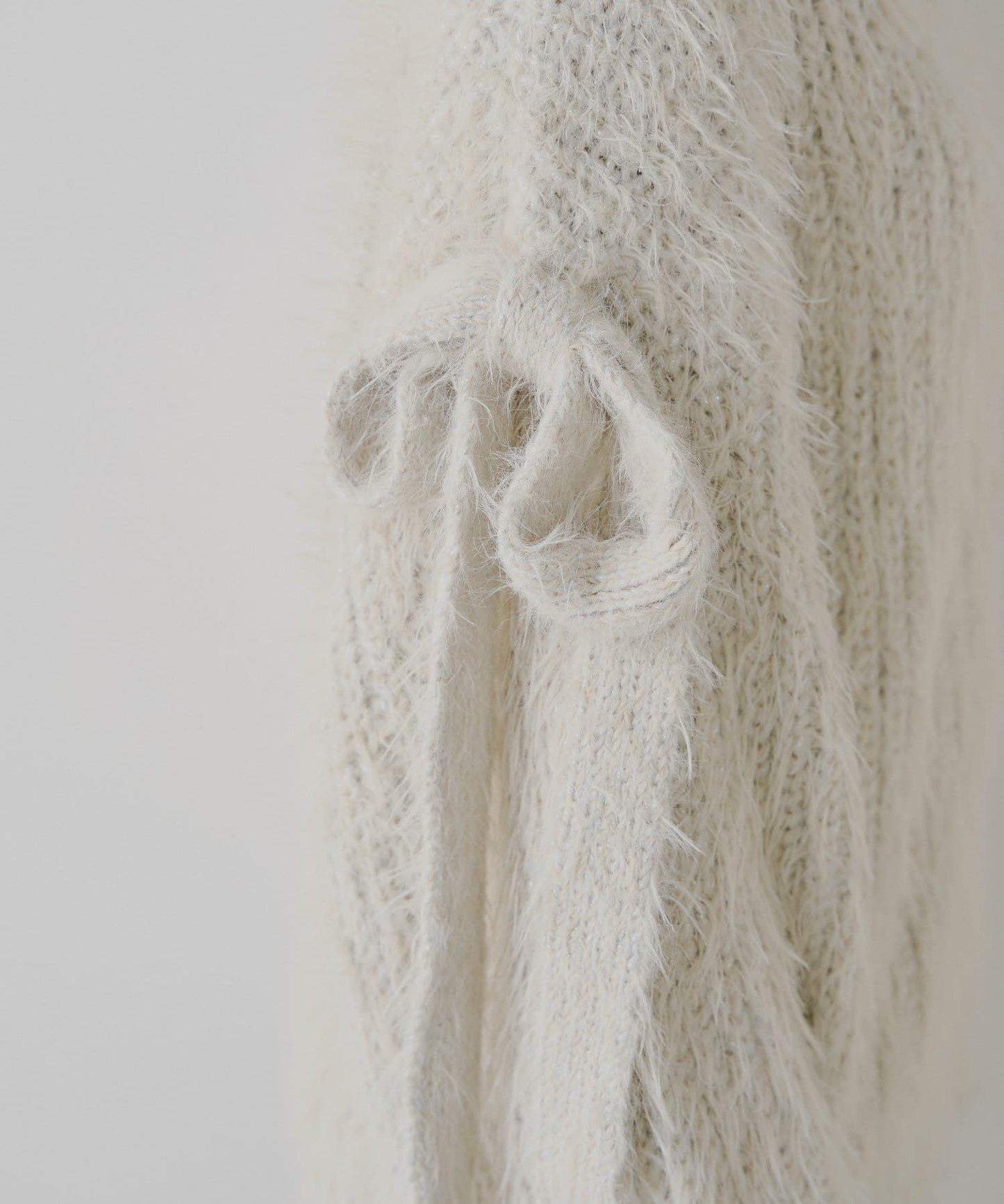 【Chico】袖部蝴蝶結寬鬆羅紋開衫