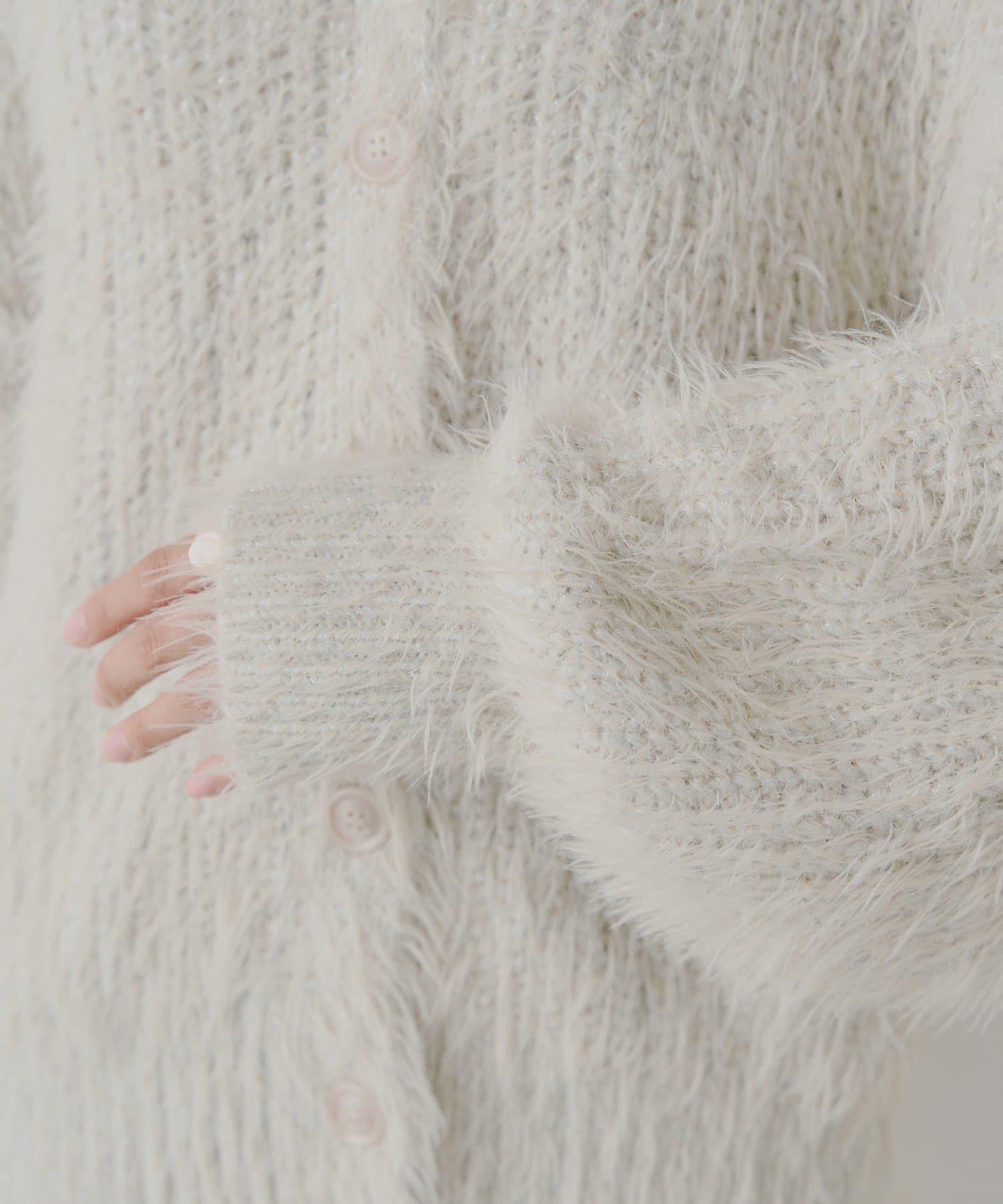 【Chico】袖部蝴蝶結寬鬆羅紋開衫