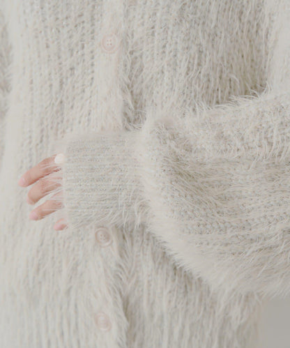 【Chico】袖部蝴蝶結寬鬆羅紋開衫